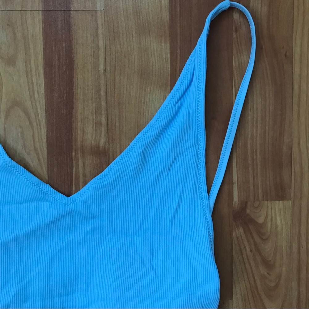 Blue Ribbed One Piece Swim - Picture 3 of 5